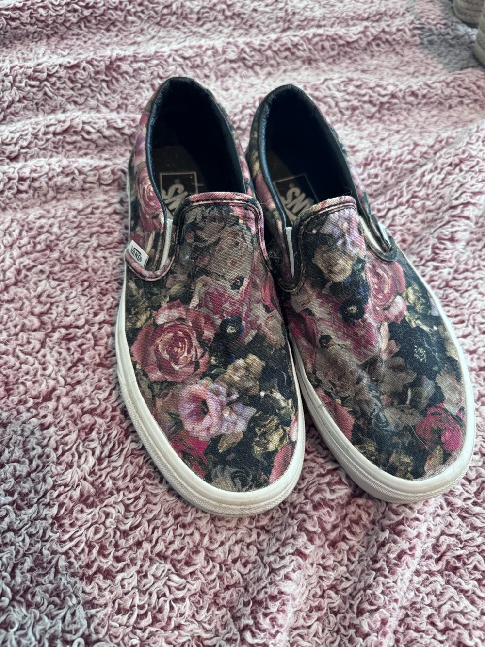 Vans Floral Slip-On Sneakers - Pink and Black